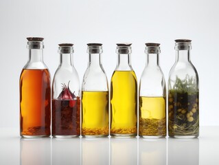 realistic variety of vegetables oil bottles