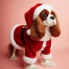 Papier Peint photo autocollant Bulldog français Dogs dressed like Christmas　クリスマスらしい格好をした犬