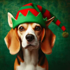 Fototapeten Dogs dressed like Christmas　クリスマスらしい格好をした犬 © Churin Art Works