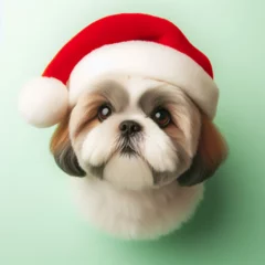 Fotobehang Dogs dressed like Christmas　クリスマスらしい格好をした犬 © Churin Art Works
