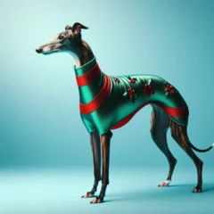 Schilderijen op glas Dogs dressed like Christmas　クリスマスらしい格好をした犬 © Churin Art Works