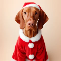 Gordijnen Dogs dressed like Christmas　クリスマスらしい格好をした犬 © Churin Art Works