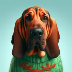 Gordijnen Dogs dressed like Christmas　クリスマスの格好をした犬 © Churin Art Works