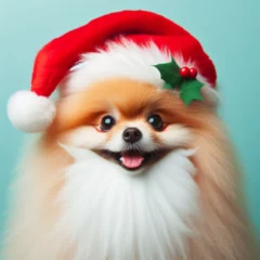 Crédence de cuisine en verre imprimé Bulldog français Dogs dressed like Christmas　クリスマスの格好をした犬
