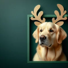 Papier Peint photo Bulldog français Dogs dressed like Christmas　クリスマスの格好をした犬