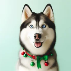 Fotobehang Dogs dressed like Christmas　クリスマスの格好をした犬 © Churin Art Works
