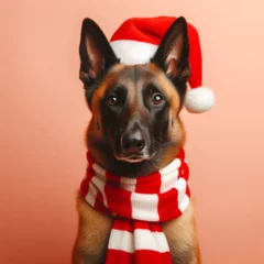 Crédence de cuisine en verre imprimé Bulldog français Dogs dressed like Christmas　クリスマスの格好をした犬