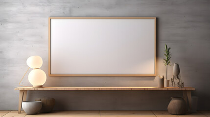 blank horizontal frame mockup, Lighting, in living room