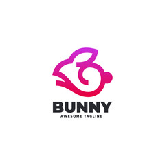 Fototapeta premium Vector Logo Illustration Bunny Gradient Line Art Style.