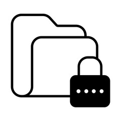 lock folder solid glyph icon illustration