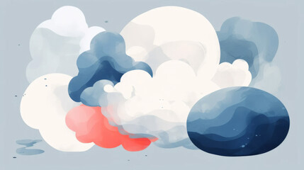Cloud illustration in minimal style. Light pastel colors. - obrazy, fototapety, plakaty