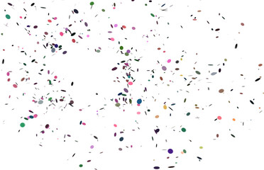 Multi colored confetti falling on a transparent background