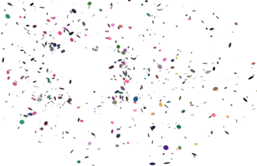 Multi colored confetti falling on a transparent background