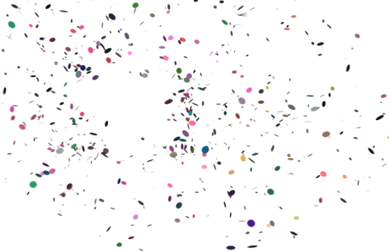 Multi colored confetti falling on a transparent background