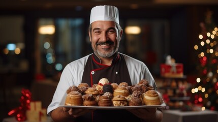 Chef Showcasing Delicious Pastry Selection A fictional character created by Generated AI. 