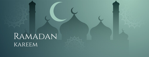 ramadan kareem background in flat style. islamic banner design. vector illustration - Powered by Adobe