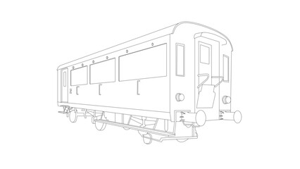 drawing of an old passenger train locomotive © Antonino Latocca