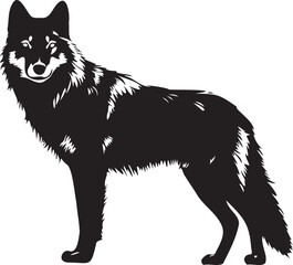 Wolf black Silhouette isolated on white background