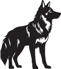 Wolf black Silhouette isolated on white background