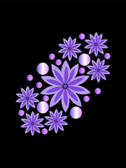 A beautiful purple color flower design with black background