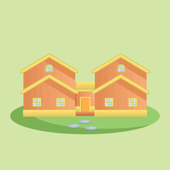 Simple Cute Bright Colorful House Vector