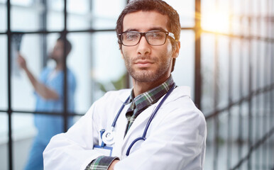 Portrait of a handsome male doctor. medical staff