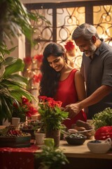 A Couple Selecting Food at a Display - Stocksy A fictional character created by Generated AI. 