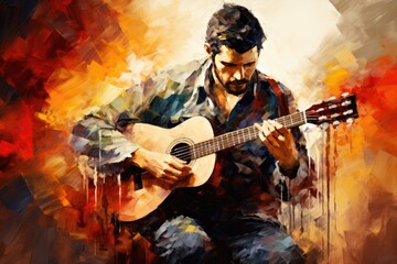 Obraz premium The Guitarist A fictional character created by Generated AI. 