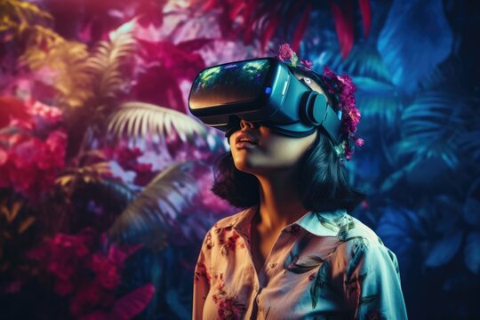 Exploring the Tropics with a VR Headset A fictional character created by Generated AI. 