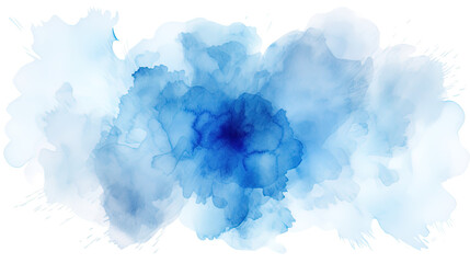 Blue Watercolor background. blue paint brush strokes in watercolor isolated against transparent. Color splashing hand drawn.  - obrazy, fototapety, plakaty