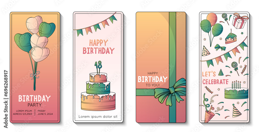 Sticker birthday banner set