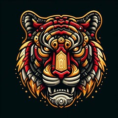Sumatran tiger logo with robot art can be used as graphic design