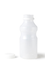 empty plastic bottle isolated on a white background, containers for juice or milk