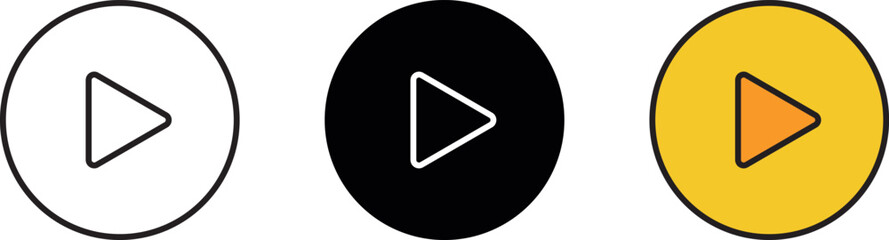 Play sign icon lined, isolated and colored style. Vector illustration