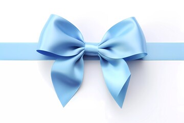Blue beautiful decorative ribbon for holiday gift on white background.