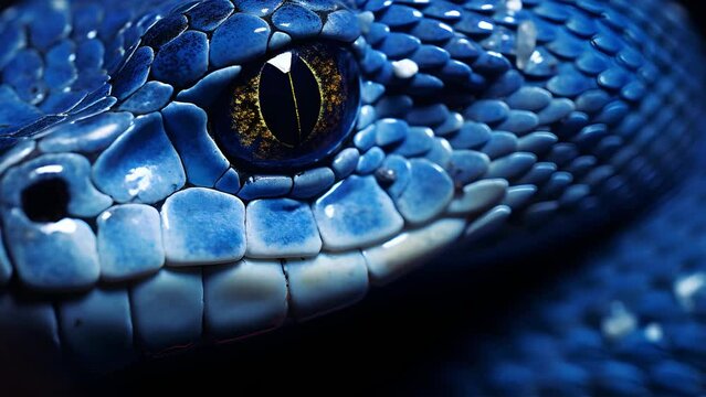 Blue viper snake closeup face, viper snake, blue insularis