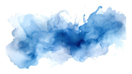 Blue Watercolor background. blue paint brush strokes in watercolor isolated against transparent. Color splashing hand drawn.  - obrazy, fototapety, plakaty