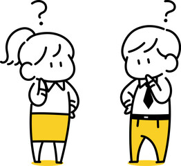 考える男女