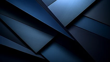 Poster Black blue abstract modern background for design. 3D effect. Diagonal lines, stripes. Triangles. Gradient. Metallic sheen. Minimal. Web banner. Wide. Panoramic. Dark. Geometric shapes © MD Media
