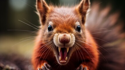 A Curious Squirrel with an Open Mouth - angry
