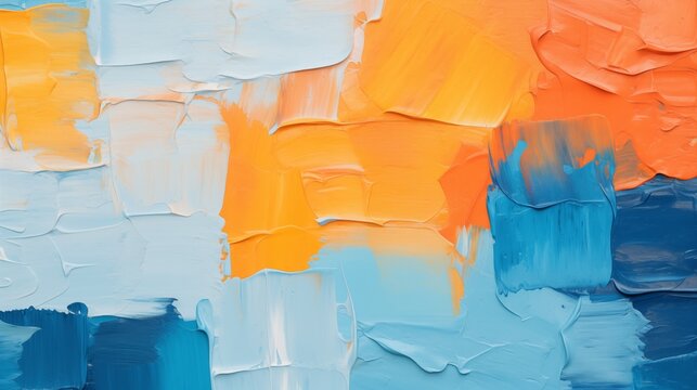 An Abstract Painting Of Blue, Orange, And Yellow Wallpaper,