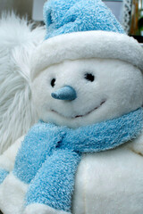 Portrait of a plush snowman	