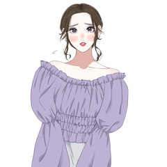 苦笑いをする女性のイラスト