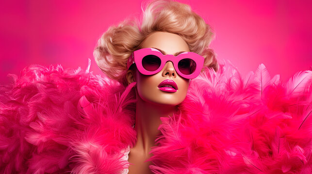 A bright pink background adds an image of extravagance and playfulness