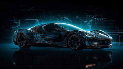 Obraz premium A Sleek and Futuristic Sports Car in an Enigmatic Setting