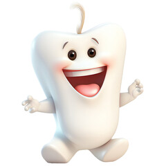 Cute cartoon tooth character isolated on transparent