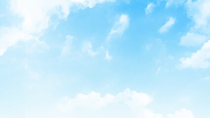 Naklejka na ściany i meble Editable vector illustration of light clouds in a blue sky made using a gradient mesh. Beautiful and elegant blue sky background.
