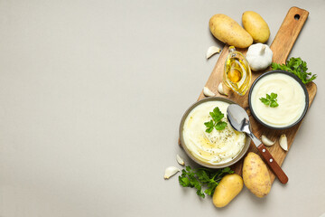 Mashed potatoes, concept of tasty and delicious food