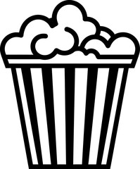 Popcorn cinema silhouette icon in black color. Vector template design art.