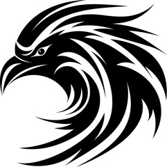 Phoenix bird silhouette icon in black color. Vector template for laser cutting wall art.
